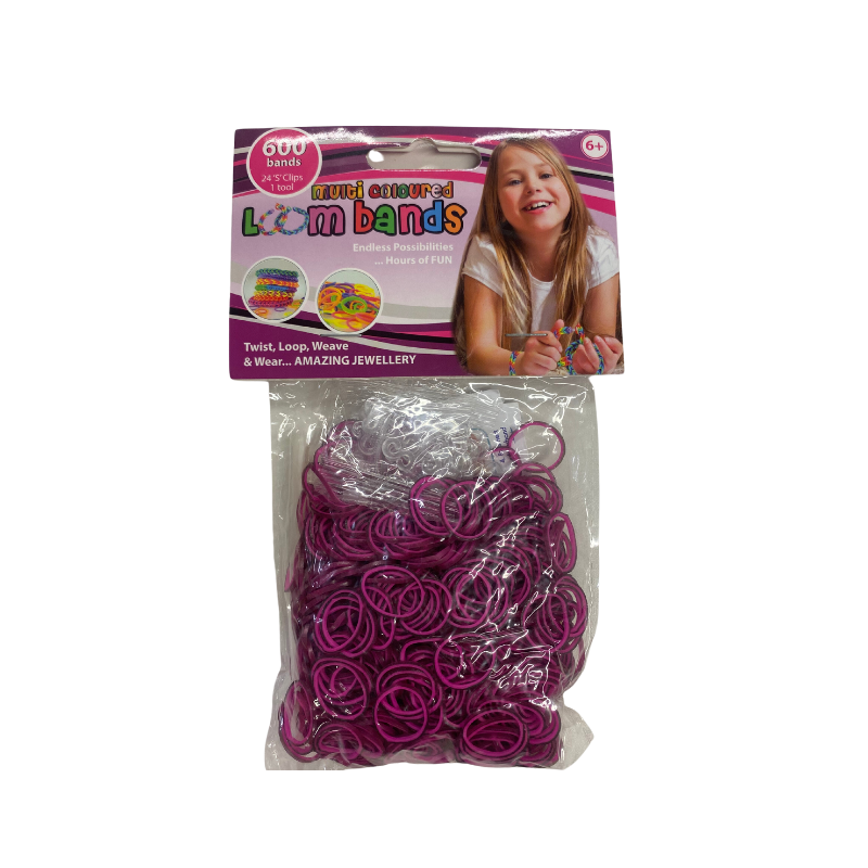 600 Multi Coloured Loom Bands Pink & Black