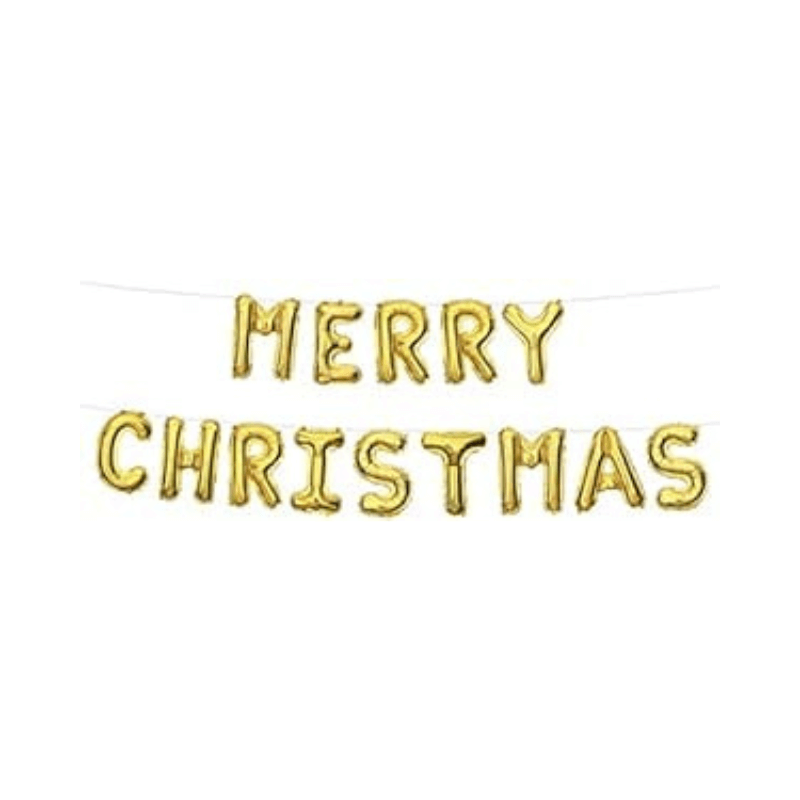 Merry Christmas Balloon Banner - Gold