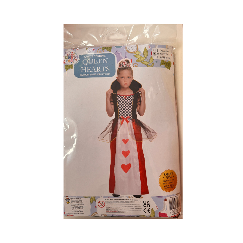 Queen Of Hearts Fancy Dress Costume Age 4-6