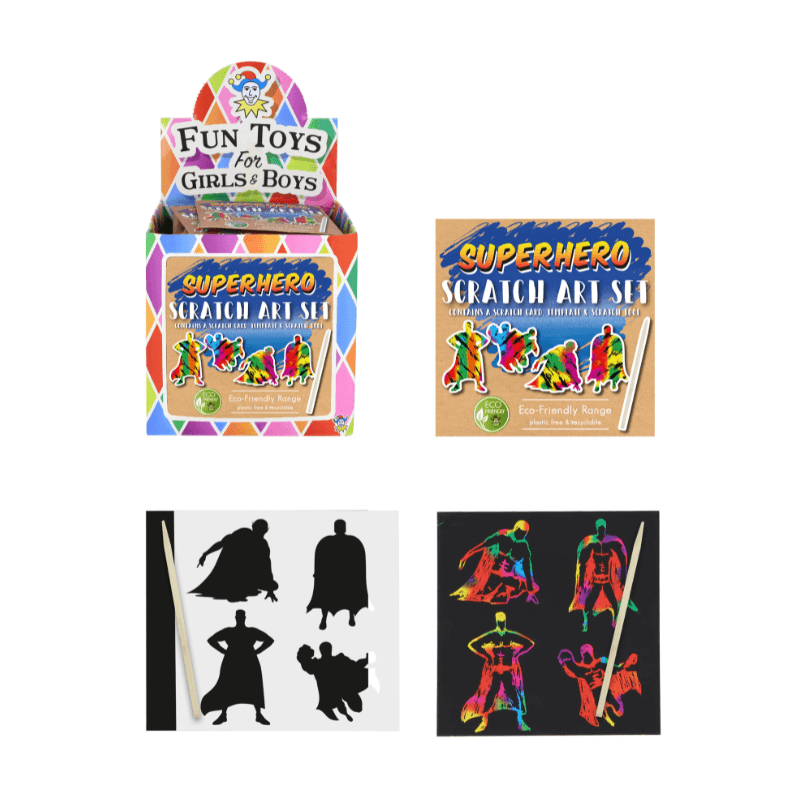 Mini Eco-Friendly Superhero Scratch Art Set