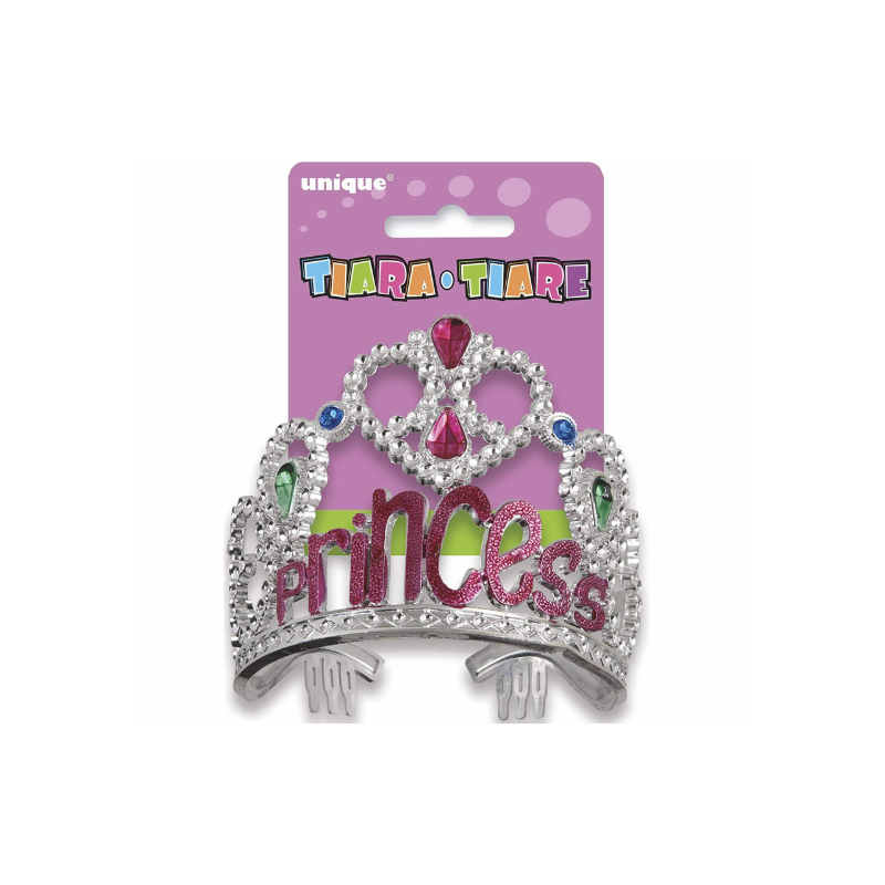 Princess Party Tiara Crown Silver & Pink 