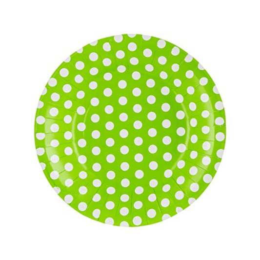 Green Polka Dot Party Plates 16 Pack