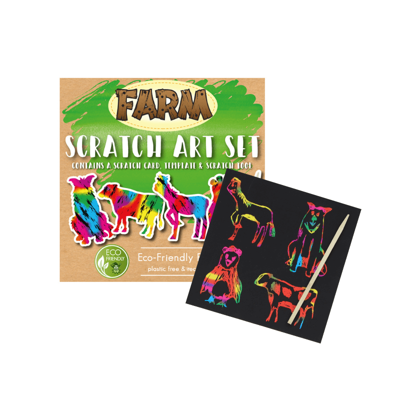  Mini Eco-Friendly Farm Scratch Art set