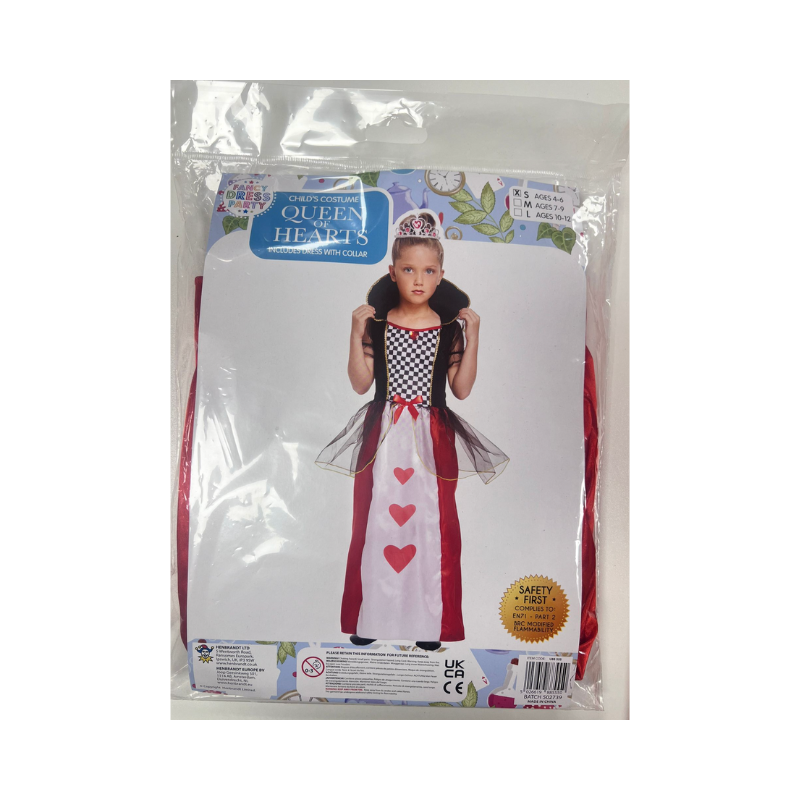 Queen Of Hearts Fancy Dress Costume Age 4-6
