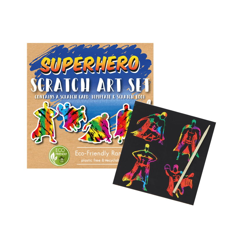 Mini Eco-Friendly Superhero Scratch Art Set