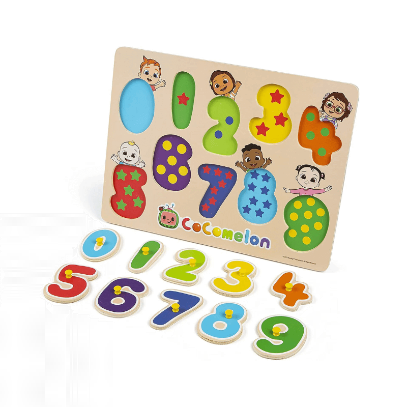 Large Cocomelon Numbers Wooden Peg Board